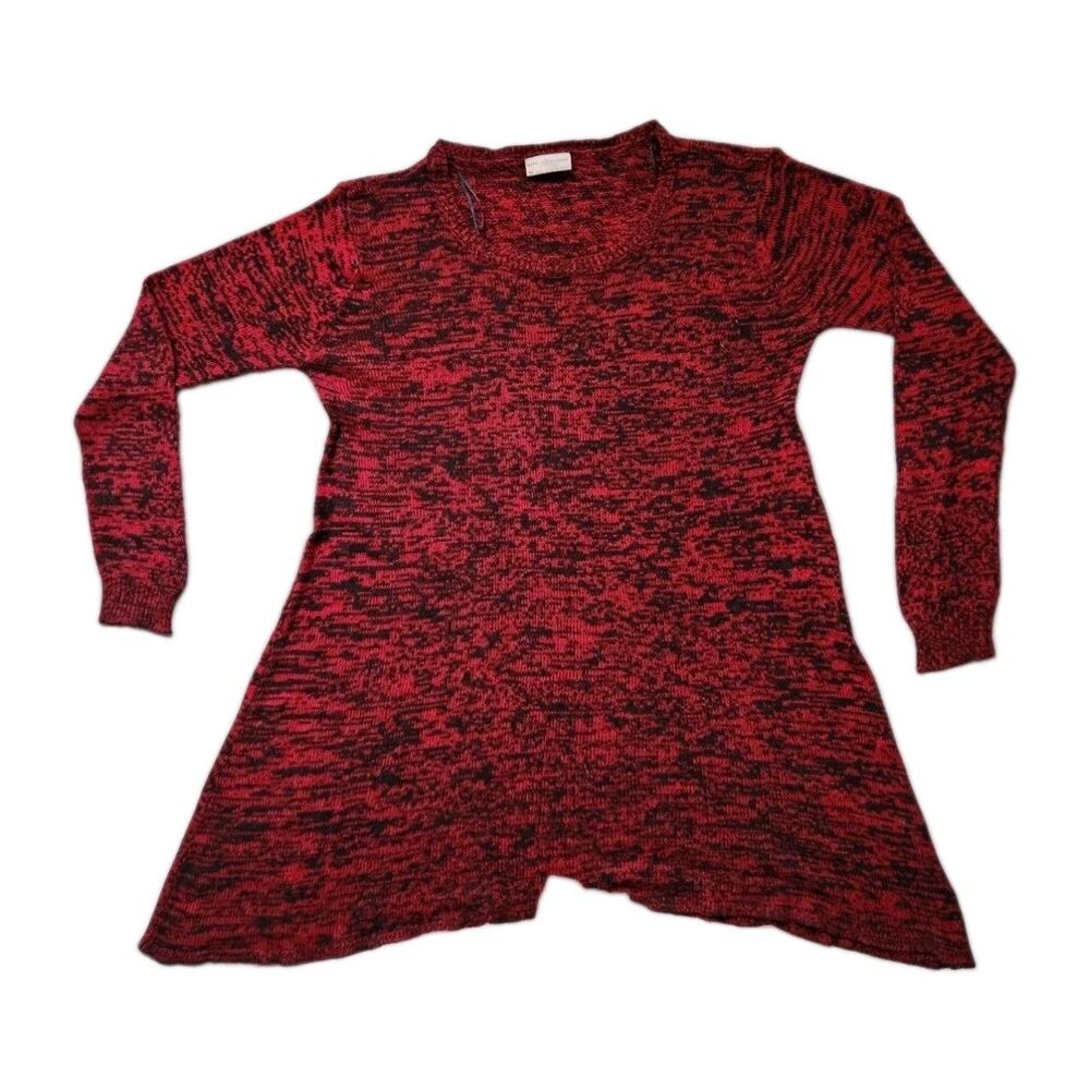 Bobbie & Brooks Knit Sweater Dress Red Black Handkerchief Hem Plus Sz 1X EUC